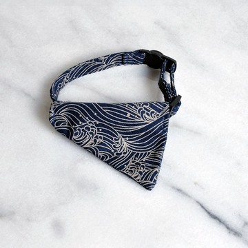 貓項圈與領巾 和風海浪線條款 貓咪安全項圈