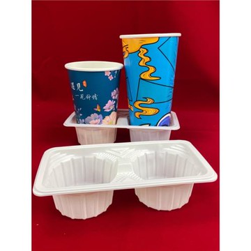 整箱購奶茶外賣杯托四杯托奶茶底座塑料加厚一次性杯墊雙杯托商用