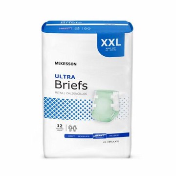 Unisex Adult Incontinence Brief McKesson Ultra Tab Closure 2X-Large Disposable Heavy Absorbency Green 12 Bags by McKesson