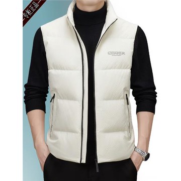 2025冬季新款白鴨絨羽絨服男士馬甲時尚休閑百搭立領保暖羽絨背心