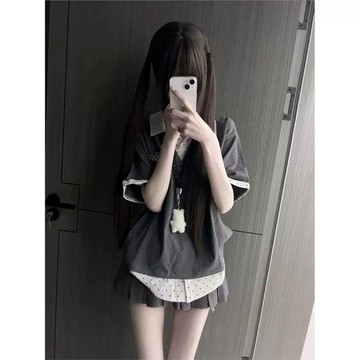 【WYZ】學院風POLO衫夏季翻領短袖女2026日系學生校服制服風小熊掛件上衣