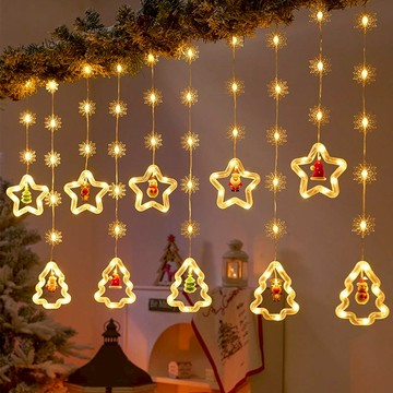 LED雪花星星聖誕樹造型串燈 3米 電池款