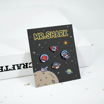 【STORY故事銀飾】鯊魚先生經典系列-造型耳環組-太空款