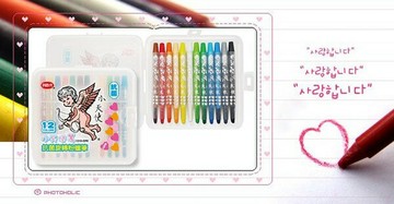 利百代 1210-OPR 小天使抗菌旋轉粉蠟筆-12色入 / 盒
