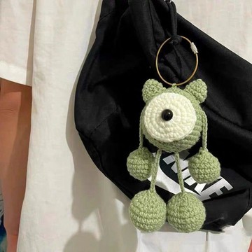 🔥新品🔥大眼怪鑰匙扣包包掛件手工diy材料包毛線編織鉤針送女友玩偶掛飾鉤針娃娃 編織材料包 可愛娃娃 包包掛件