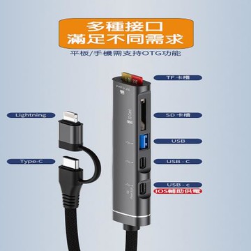 最新-蘋果iPhone 5合1讀卡機 支持TF SD USB TYPE-C 2色任選 - X2入