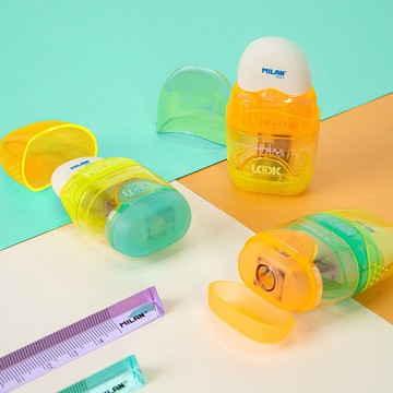 MILAN太空膠囊橡皮擦+削筆器_泡泡糖(隨機出貨)