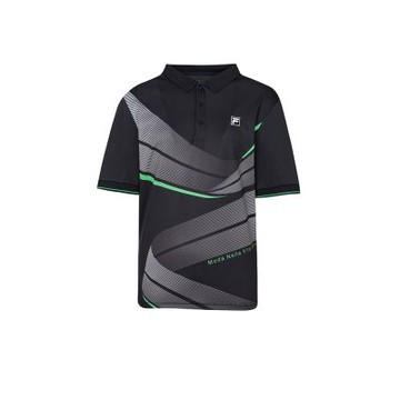 FILA官方直營 男抗UV吸濕排汗短袖POLO衫-黑色 1POZ-5002-BK