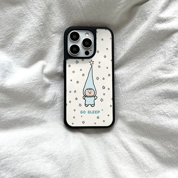 ✨iPhone手機殼✨ins風長帽子小人黑邊玻璃女神款適用蘋果iPhone16promax手機殼131