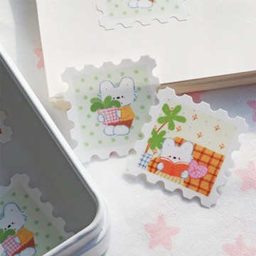 小狗巴士VOL.15 可愛小狗植物系列 異形郵票貼紙閃砂膜/手賬貼紙