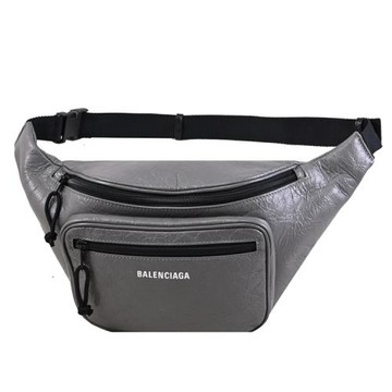 BALENCIAGA 巴黎世家 529550 Explorer Arena 烙印LOGO羊皮胸口包/腰包.灰
