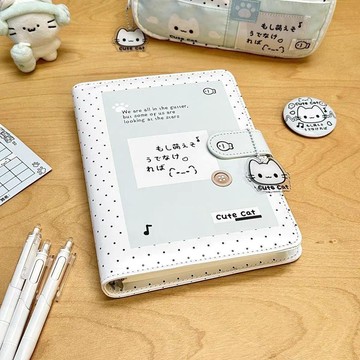 🔥臺灣出貨🔥ins高顏值學生薄荷宅系貓咪A5活頁本磁吸扣可愛卡通筆記本橫線本