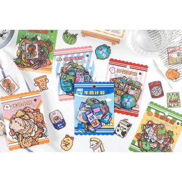 🍋檸檬青🍋清倉現貨24小時便利店系列零食小物貼紙6款40枚入防水手帳裝飾素材