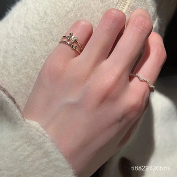 今天買明天到】丹妮絲尾戒女小指蝴蝶竹節粉鑽珍珠小衆獨特洋氣關節戒指新款 MKH2 LGMP