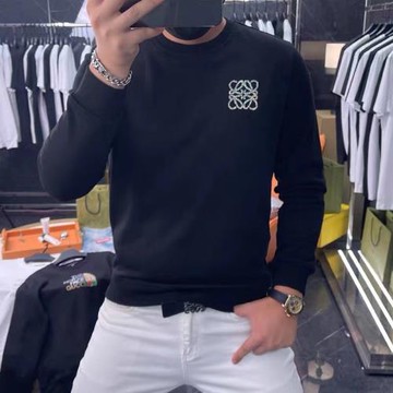 歐洲站高級感休閑衛衣男簡約輕奢燙鉆長袖T恤圓領套頭秋冬打底衫