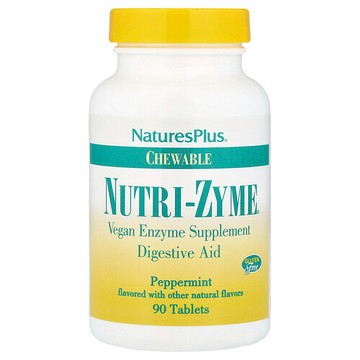 NaturesPlus, Nutri-Zyme® 咀嚼片，薄荷味，90 片