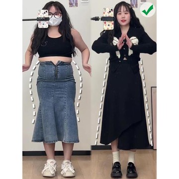 大碼半身裙胖mm夏遮肚顯瘦a字裙梨形身材胖妹妹高腰遮胯西裝裙子