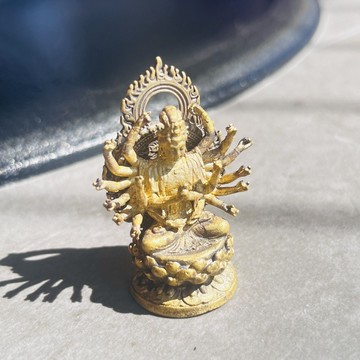 🙏🏻已開光過爐🙏🏻準提佛母 藏傳佛敎 純銅黃銅準提佛母實心菩薩千手觀音隨身佛像桌面擺件光佛古玩銅像