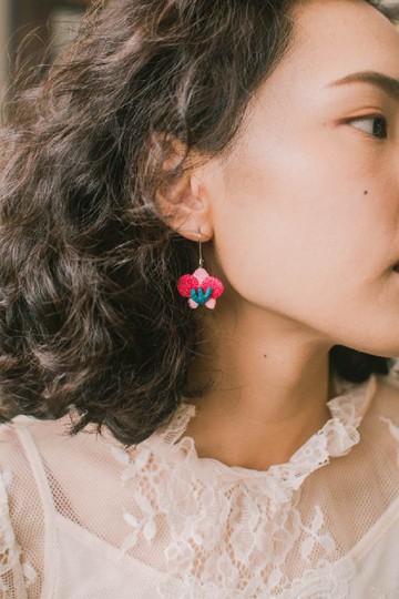 刺繡耳飾 - Orchid 蘭