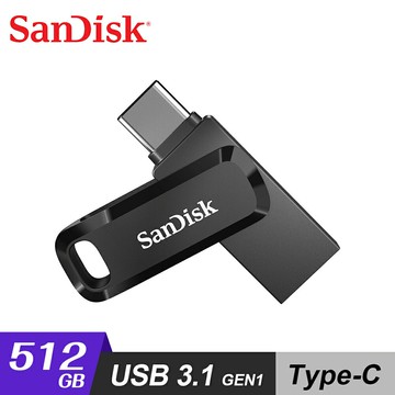 【SanDisk】Ultra Go USB Type-C 512G 雙用隨身碟 黑色【三井3C】
