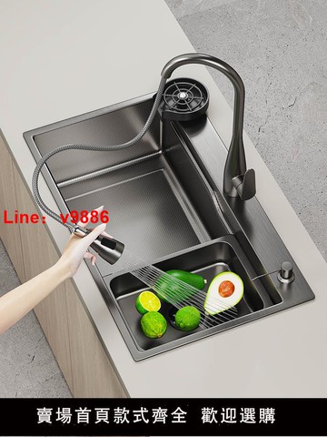 【台灣公司 可開發票】九牧水槽納米槍灰色SUS304不銹鋼大單槽廚房手工洗菜盆家用洗碗池