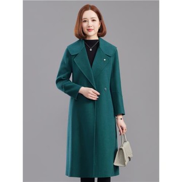 高端女裝雙面羊毛呢子大衣女中長款中年媽媽秋冬氣質外套系帶顯瘦