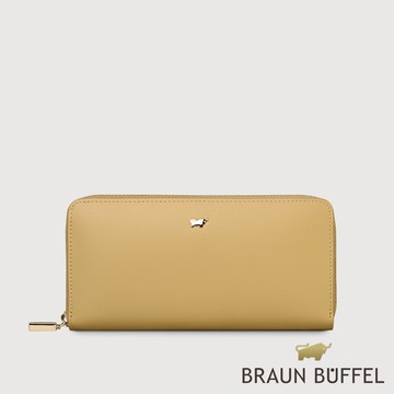 【BRAUN BUFFEL】城市-A 8卡拉鍊長夾-淺棕色(德國小金牛台灣總代理)/BF841-602-CR
