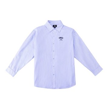 Converse Stripe Ls Woven Top 男款 藍色 條紋 襯衫 長袖 MCJ402-UFC