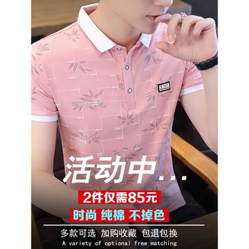 夏裝體恤潮流格子男士純棉衣服polo衫t恤短袖冰絲2025夏季保羅衫