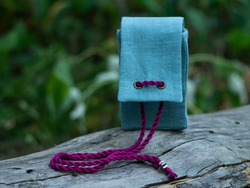 淺藍色亞麻綁繩塔羅牌收納袋 神諭牌組袋 塔羅牌盒