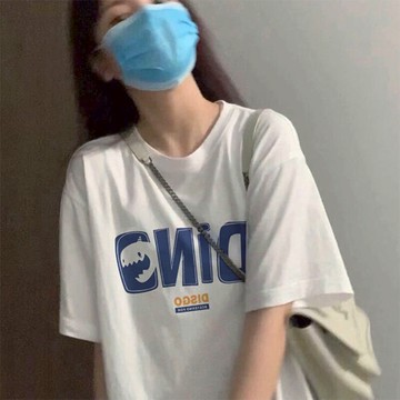 ins超火港風正肩短袖T恤女夏潮牌原宿風學生寬松百搭半袖上衣