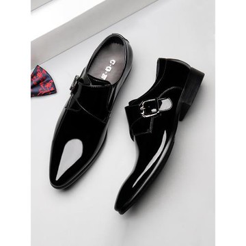 韓版皮鞋男尖頭英倫潮流漆皮男鞋亮皮商務正裝皮鞋西裝透氣結婚鞋