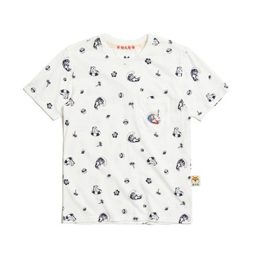 江戶勝 日系 男裝 夏日滿版印花短袖T恤(米白色) #上衣#勝太郎