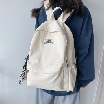 帆布書包女初中生大學生簡約百搭韓版高中生大容量電腦背包雙肩包