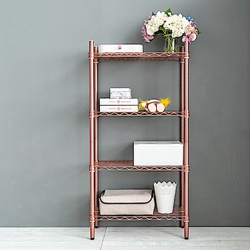 dayneeds 輕型 60x30x120cm四層鐵架(玫瑰金) 波浪架/收納架/置物架