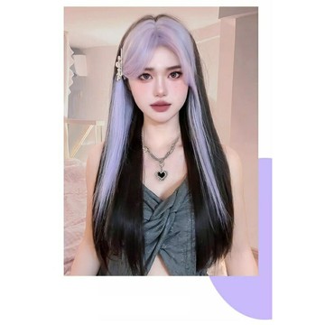 【巴黎精品】現貨+預購 長假髮透氣假髮片輕量隱形增髮整頂假髮角色扮演-挑染瀏海中分直髮女假髮a1hq23