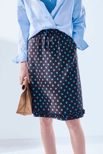 荷葉藍點印花裙
