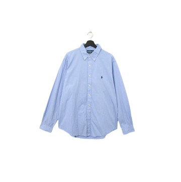 Back to Green-品牌襯衫 Polo 粉藍條紋 sh-07//vintage shirt