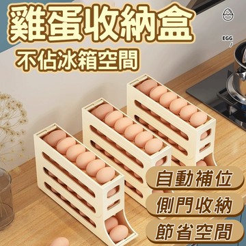 🔥斜坡設計 自動補位🔥雞蛋收納盒 自動滾落式雞蛋儲藏盒 冰箱側門收納架 廚房雞蛋架托 滑梯式雞蛋盒 專用雞蛋托盤