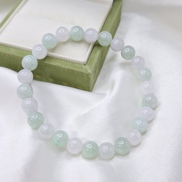 白冰+甜綠 氣質款 手串 手珠 珠串 | 天然緬甸玉A貨翡翠