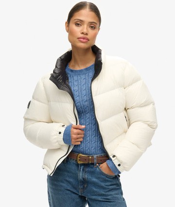 Superdry Women's Women's Luxe Alpine Down Padded Jacket White - Size: 16 Size: 12