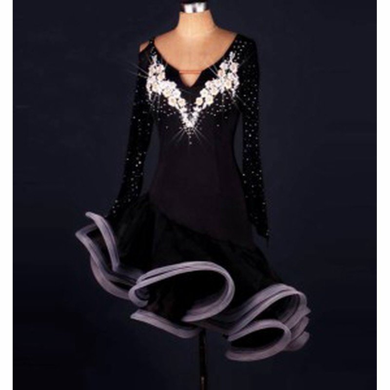社交ダンス パーティドレス レディースワンピース 可愛い試合服新作 黒 白 サイズs M L Xl Xxl 通販 Lineポイント最大1 0 Get Lineショッピング