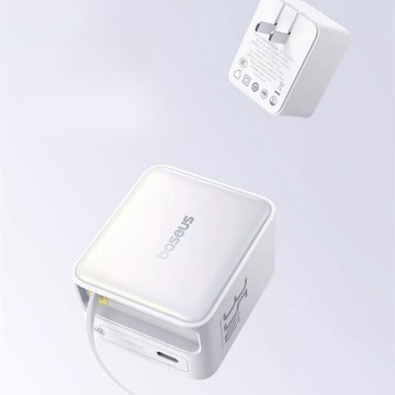 Super GaN 35W伸縮線快充充電器2C CCSPC35CC 皓月白