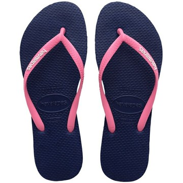havaianas 哈瓦士 巴西人字拖 女款 Slim logo popup 藍底粉帶 涼鞋 拖鞋 夾腳拖【南風百貨】