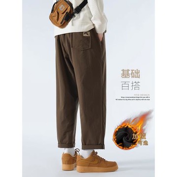 直筒褲子男寬松春秋季款闊腿運動衛褲休閑長褲工裝咖啡色大碼2025