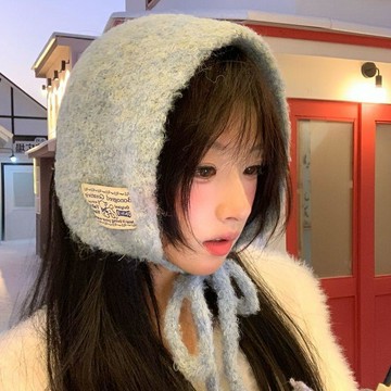 嚴選好物💖韓系氛圍感藍色毛絨繫帶耳罩女生冬季加厚保暖百搭護耳防凍耳捂子 加厚柔軟耳罩護耳朵套 冬季防寒防風護耳套 耳包