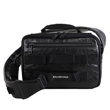 BALENCIAGA 巴黎世家 669538 Army 小羊皮郵差包/相機包/戰術包.黑