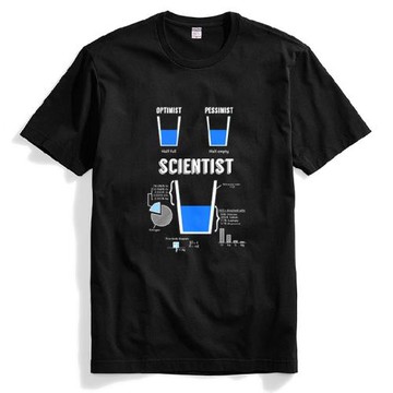 心理學半杯水樂觀主義悲觀主義者科學家解釋 純棉T恤簡約創意短袖