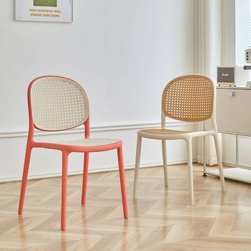 凳子 北歐藤編塑料椅子可疊放餐椅網紅靠背椅小戶型簡約餐廳餐桌椅凳子