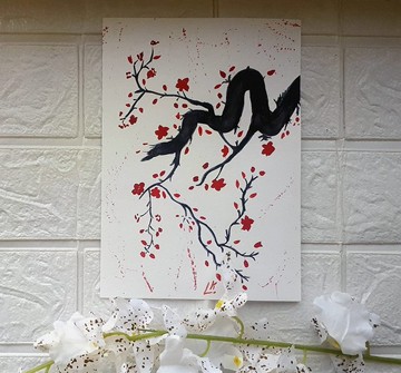 櫻花樹 日式風格 水彩畫 東方花卉 美麗